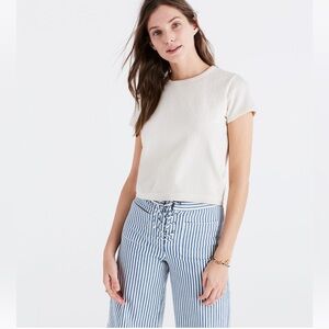 Madewell Women’s Verse Tie-back Cream Short Sleeve Top S